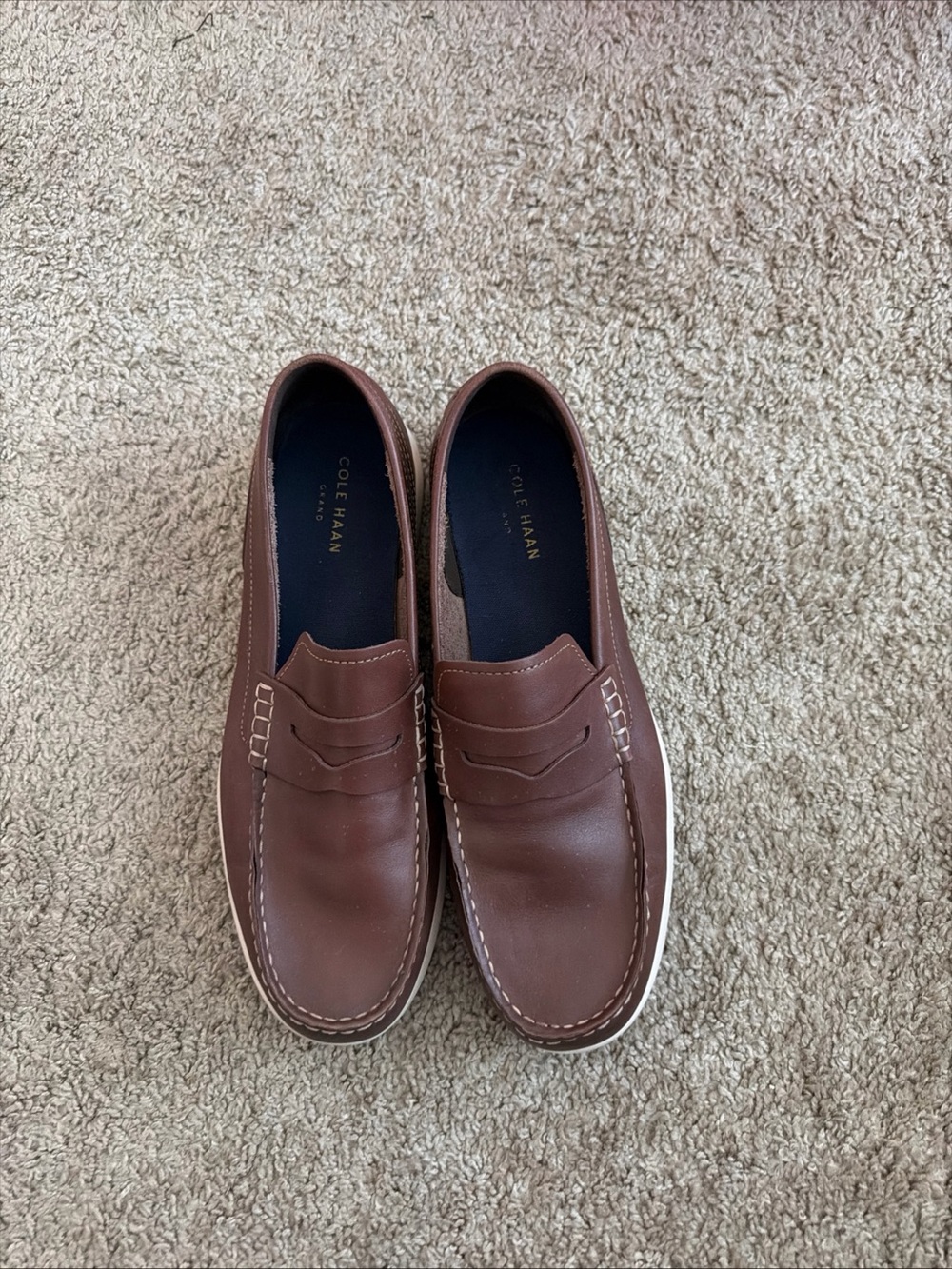 Cole Haan Brown Leather Slip-On Penny Loafers